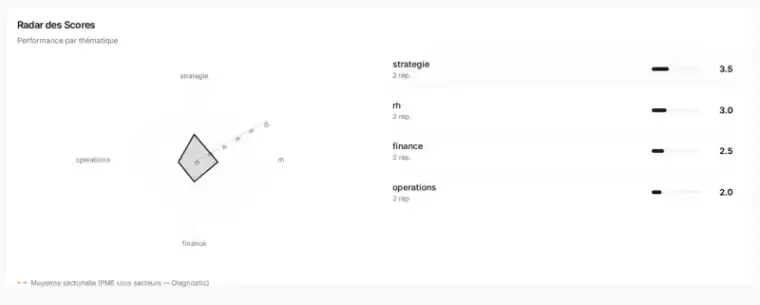 Radar de maturité et rapport de diagnostic d'organisation de la Solutio Suite