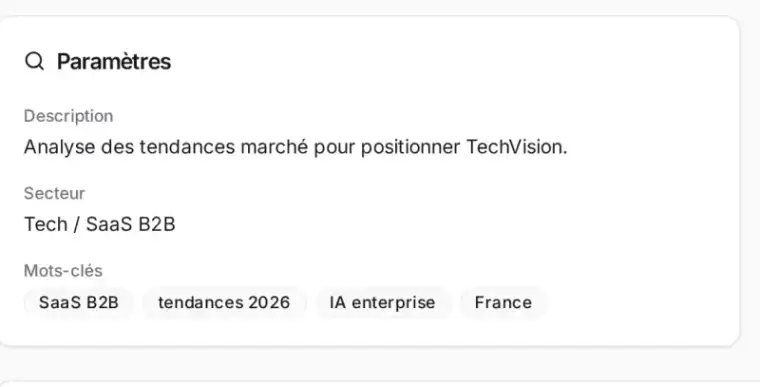 Rapport d'étude de marché et de veille concurrentielle généré par IA — Solutio Suite